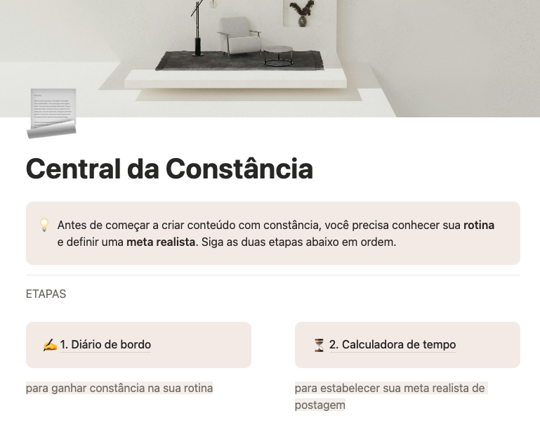Tela da Central da Constância com diário de bordo e calculadora de tempo