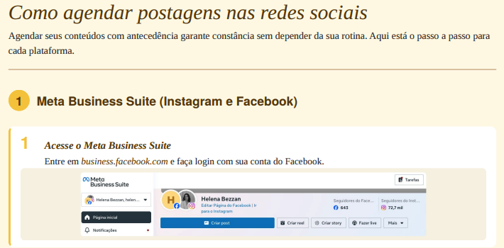 Material complementar: passo a passo para agendar postagens